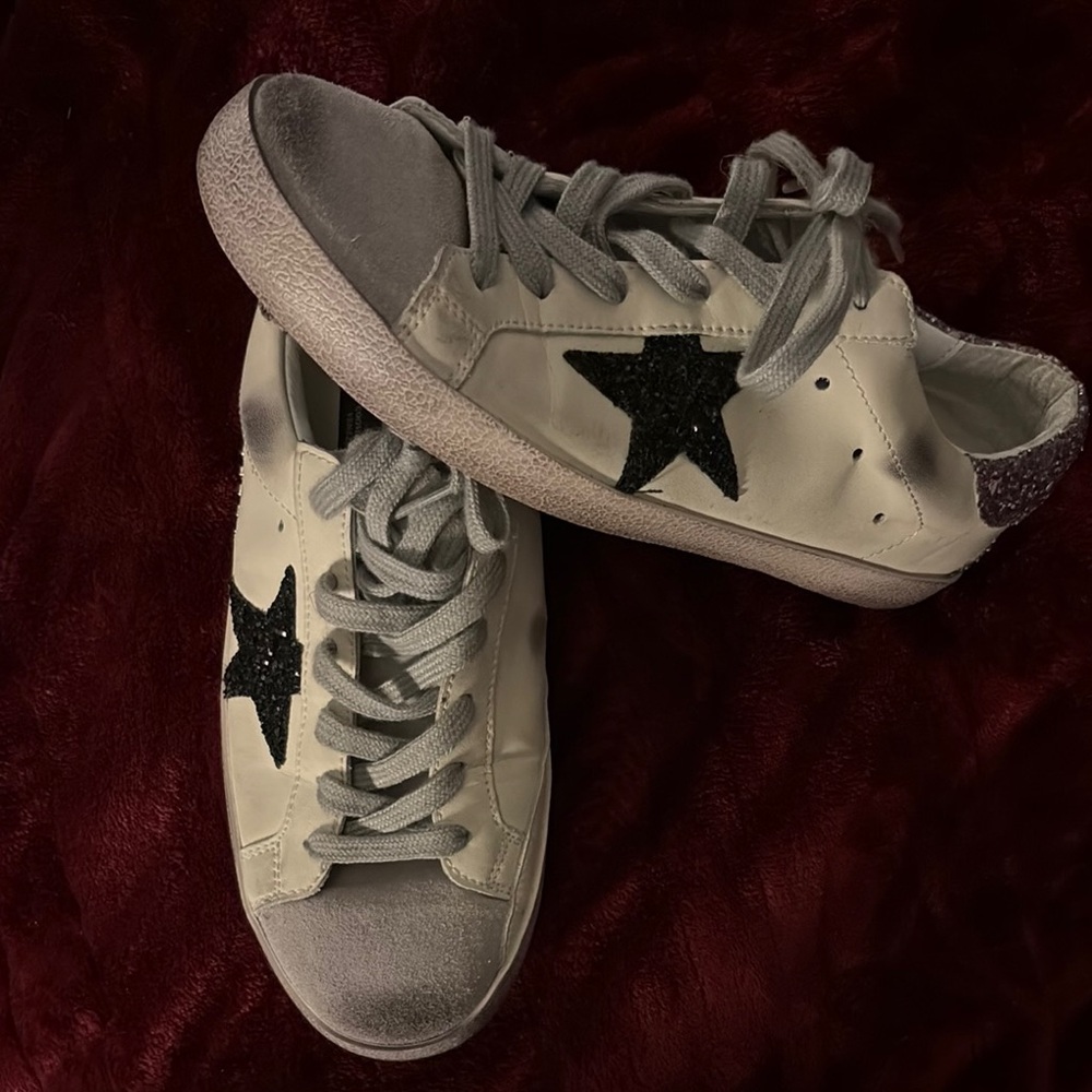 Golden Goose White and Gray Sneakers
